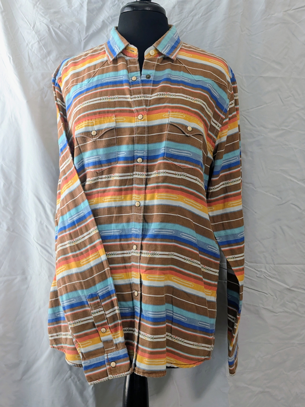 Women's Striped Western Pearl Snap Button-Up Shirt